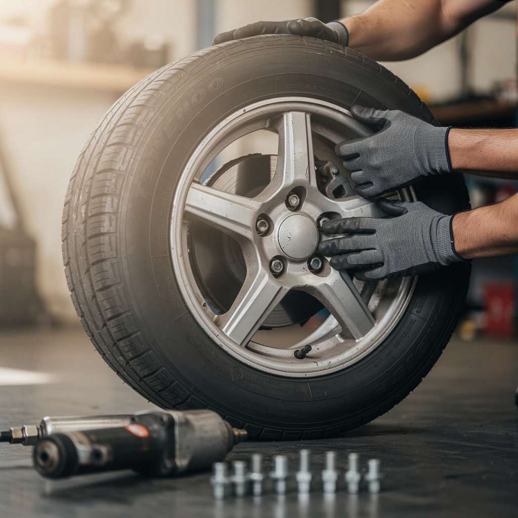 Edie's Tire Shop technician installing quality tires for a customer in San Diego